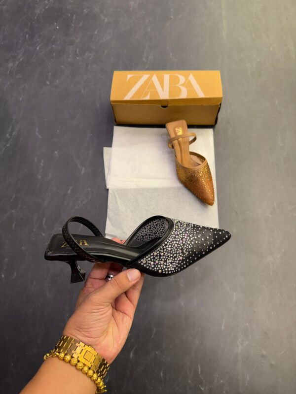 First Copy Zara Shinny Heels - Black - 3