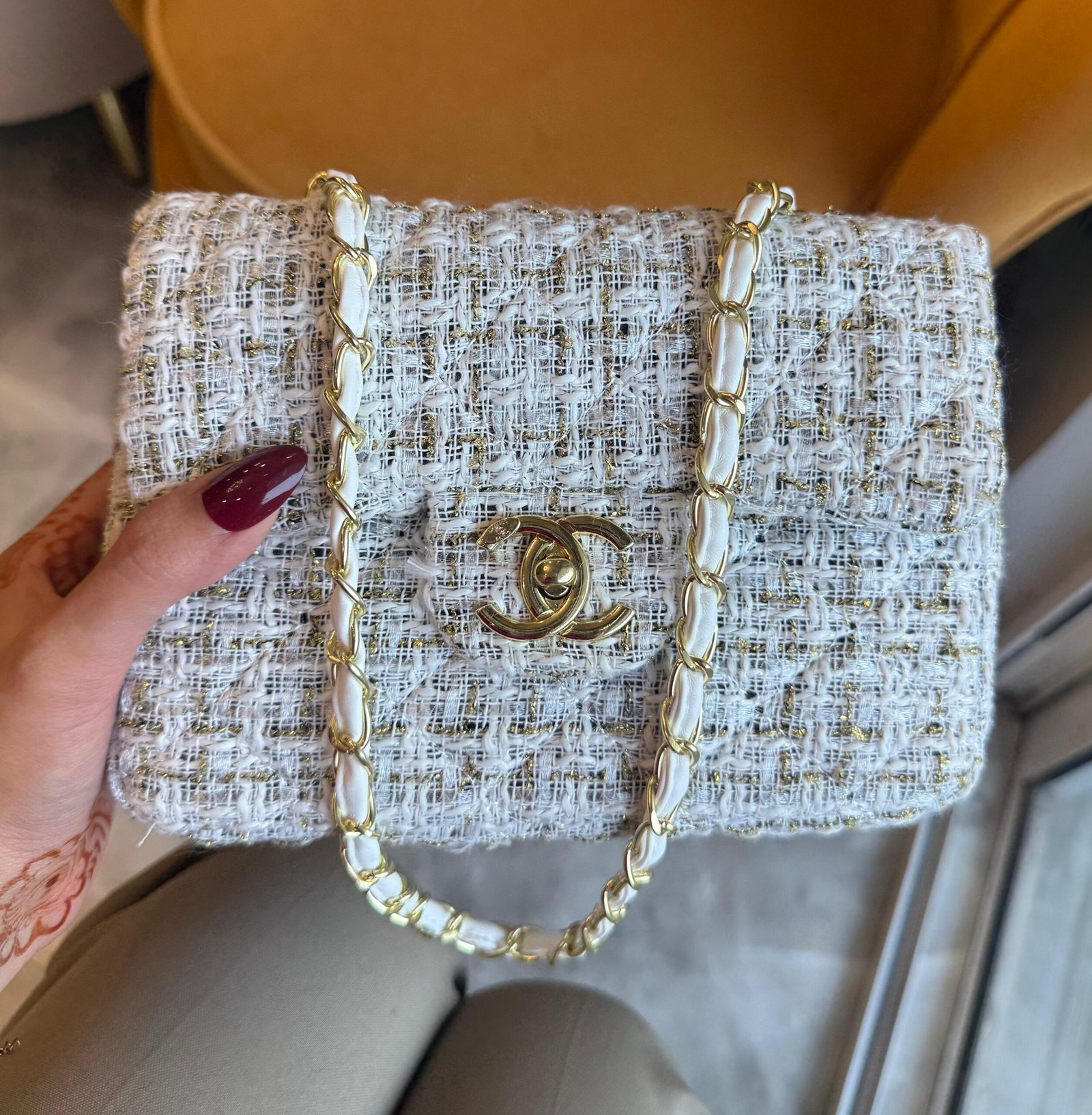 First Copy Chanel Tweed Bag (BEIGE)-4