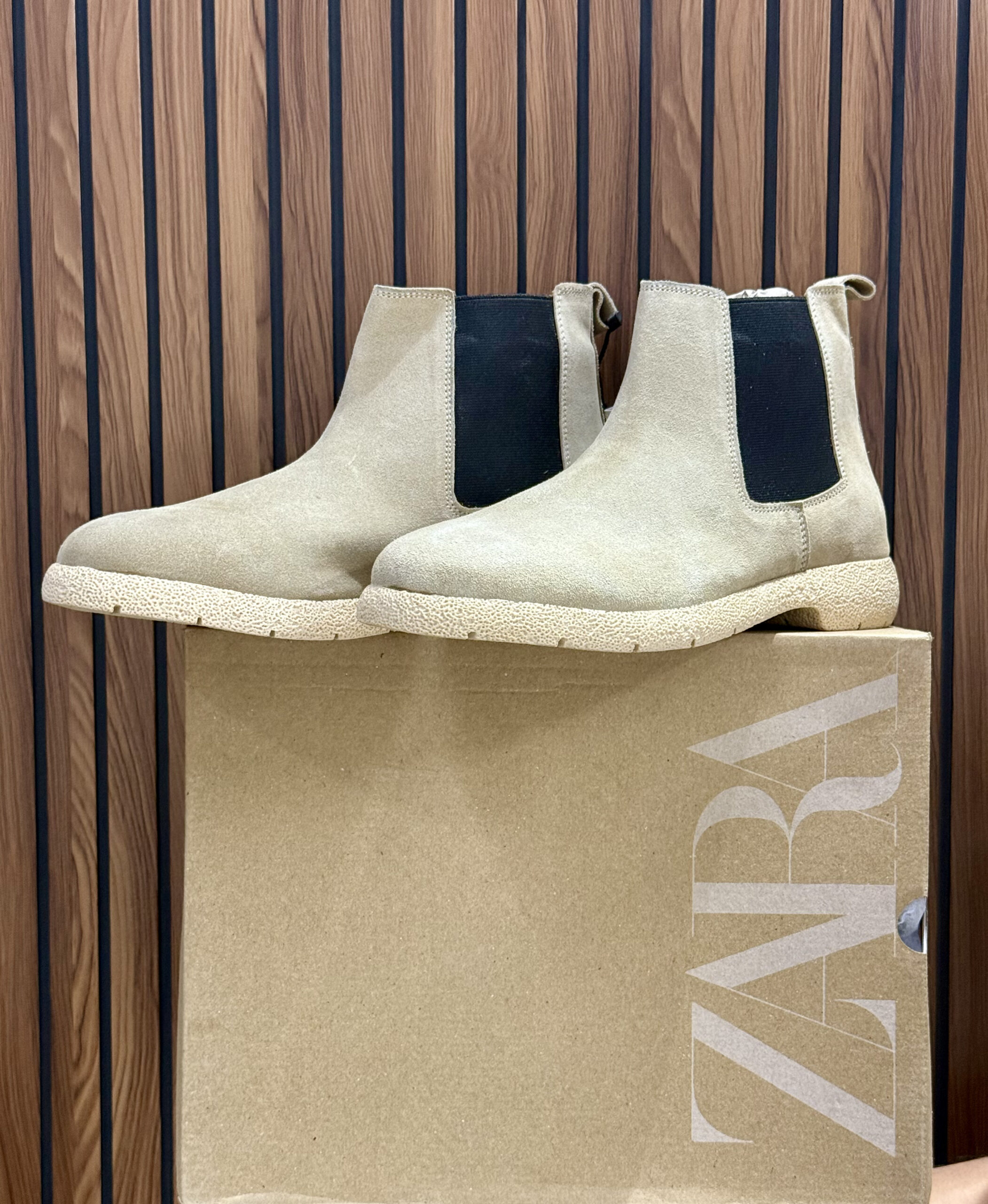Zara First Copy Chelsea Boots with TPR Sole (Cream) - 2